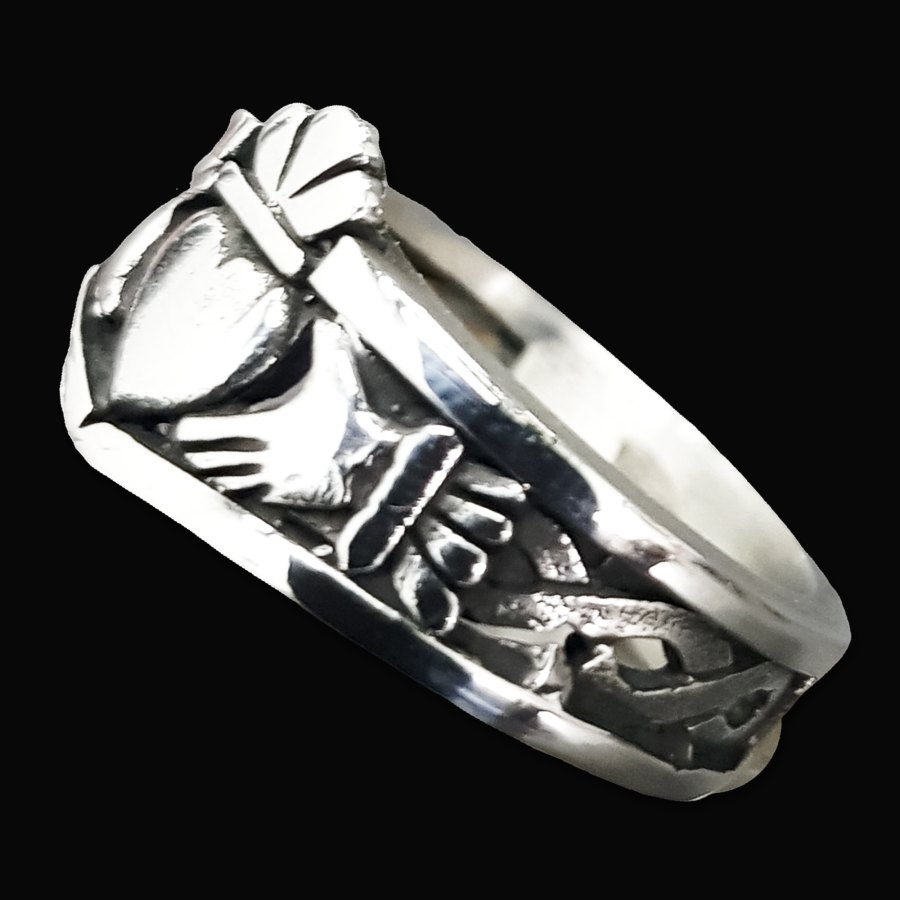 Anillo Celta Claddagh Con Nudo Plata 7 Gr 1,5 Cm Art 844 - Imagen 5