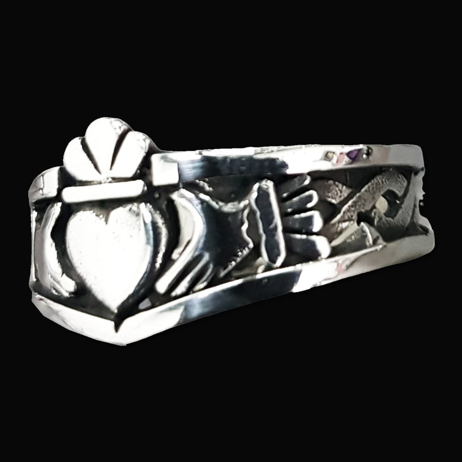 Anillo Celta Claddagh Con Nudo Plata 7 Gr 1,5 Cm Art 844 - Imagen 4