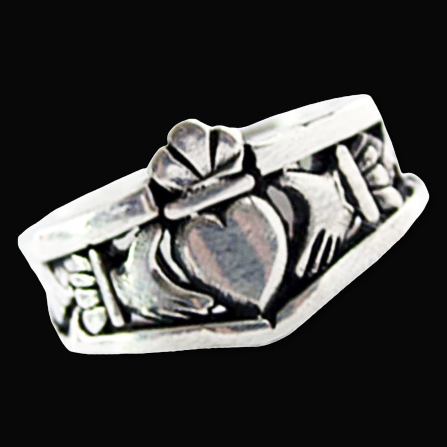 Anillo Celta Claddagh Con Nudo Plata 7 Gr 1,5 Cm Art 844 - Imagen 3