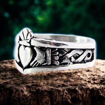Anillo Celta Claddagh Con Nudo Plata 7 Gr 1,5 Cm Art 844