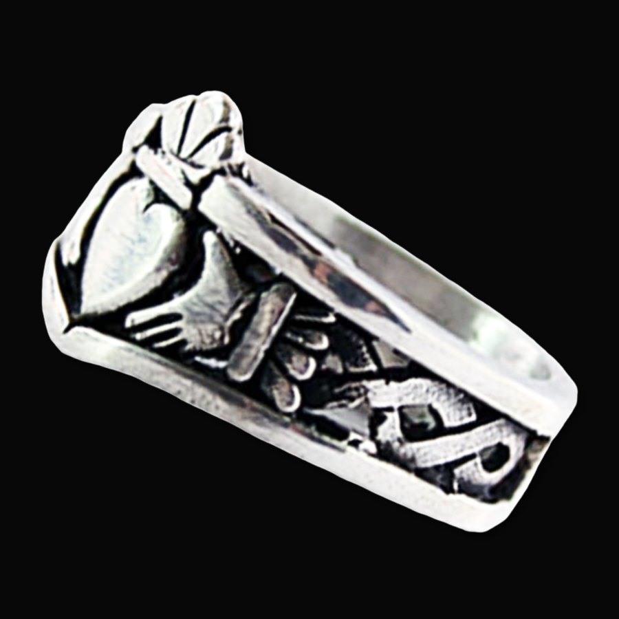 Anillo Celta Claddagh Con Nudo Plata 7 Gr 1,5 Cm Art 844 - Imagen 2