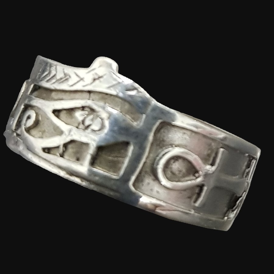 Anillo Ojo De Horus Egipcio Con Ankh Plata 1 Cm 4 Gr Art 873 - Imagen 3