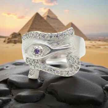 Anillo Ojo Horus Plata Y Piedras 8 Gr 1,5 X 2 Cm Art 874