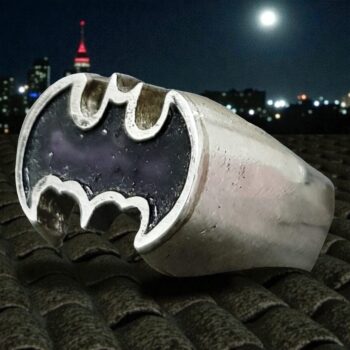 Anillo Batman En Plata Esmaltado 1,5 X 0,6 Cm 11 Gr Art 880