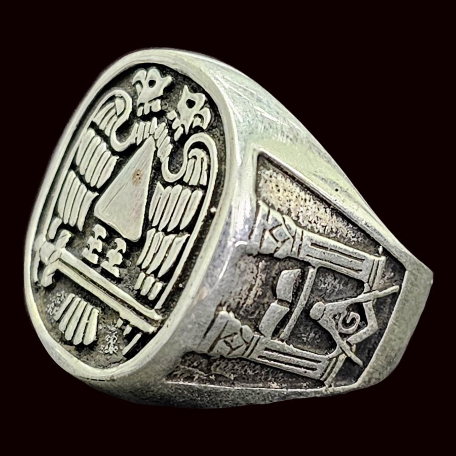 Anillo Masonico Aguilas Bicefalas Plata 2 Cm 19 Gr Art 891 - Imagen 6