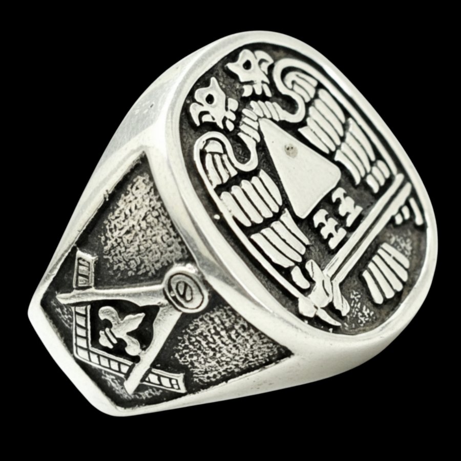 Anillo Masonico Aguilas Bicefalas Plata 2 Cm 19 Gr Art 891 - Imagen 7
