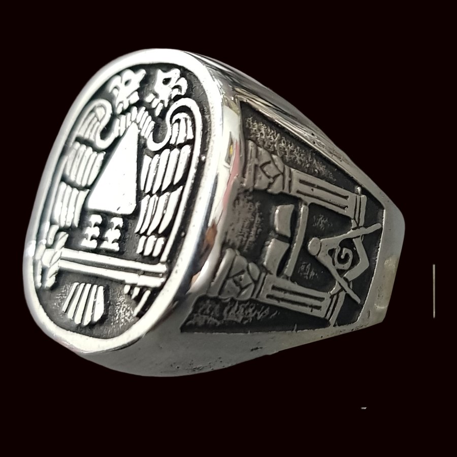 Anillo Masonico Aguilas Bicefalas Plata 2 Cm 19 Gr Art 891 - Imagen 3