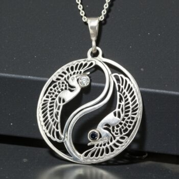 Medalla Pavo Real Yin Yang Plata 4,5 X 3,5 Cm 7 Gr Art 907