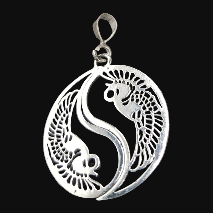 Medalla Pavo Real Yin Yang Plata 4,5 X 3,5 Cm 7 Gr Art 907 - Imagen 4