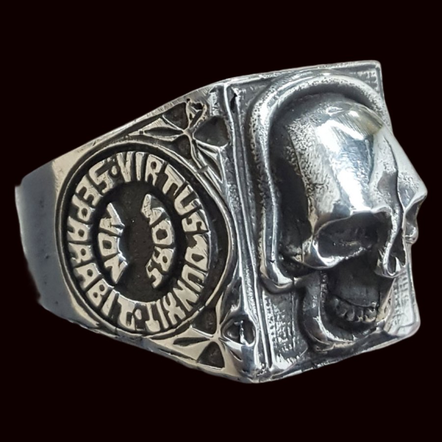 Anillo Masonico Virtus Junxit 2 X 1,5 Cm En Plata 16 gr Art 91 - Imagen 6