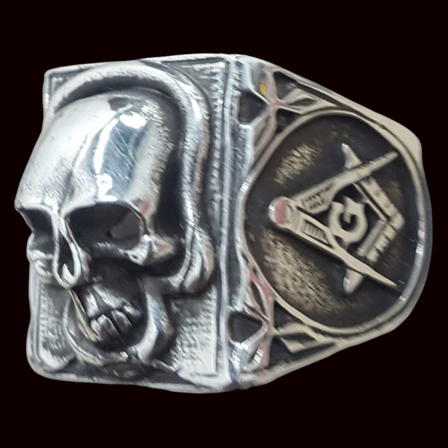 Anillo Masonico Virtus Junxit 2 X 1,5 Cm En Plata 16 gr Art 91 - Imagen 2