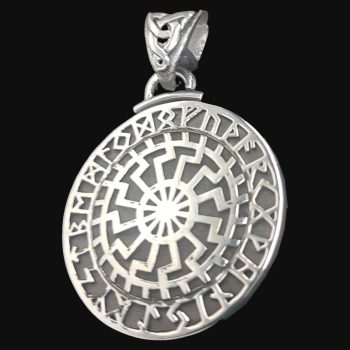 Dije Rueda Solar Sol Negro 5 X 3,6 Cm Plata 15,5 Gr Art 957