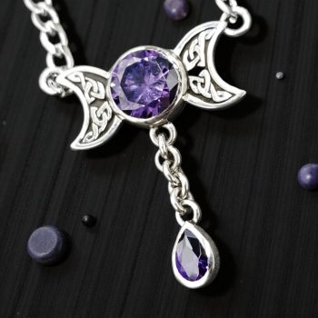 Dije Triple Diosa Wicca Piedra Amatista Plata 3 Cm Art 990