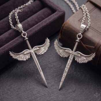 Dije espada Arcángel Miguel Plata 925 Grande (7 cm - 12 gr) Talismán de Protección Espiritual con Espada y Sigilo