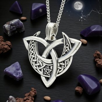 Dije Wicca Triqueta Luna Pentaculo Plata 4 Cm 10 Gr Art 1311
