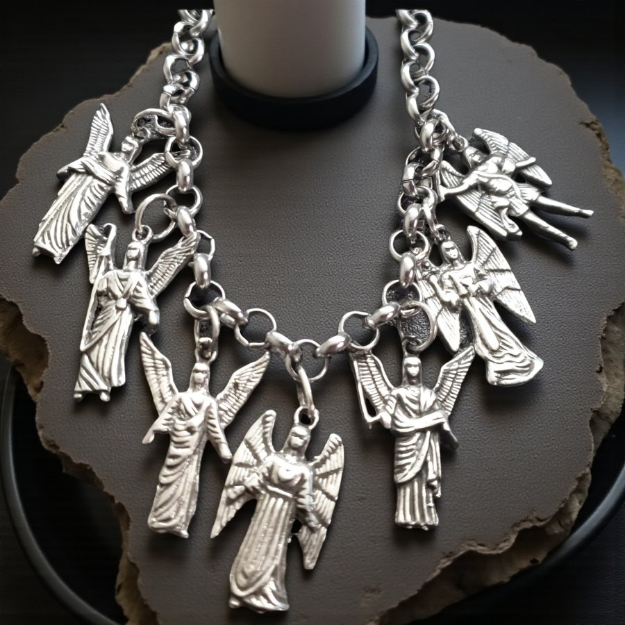 Pulsera 7 Arcángeles Miguel Gabriel En Plata 17 Gr Art 1365