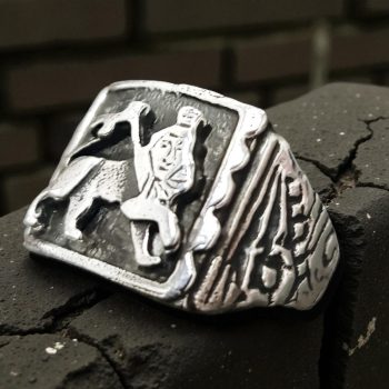 Anillo Rastafari Leon Judah Plata 8 Gr 1,5 Cm Art 900