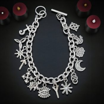 Pulsera Símbolos runas de bruja Y nudo de brujas en Plata Art 1367