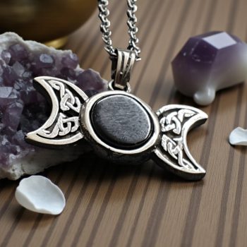 Dije Triple Diosa Wicca Con Agata Negra Plata 3 Cm Art 1378