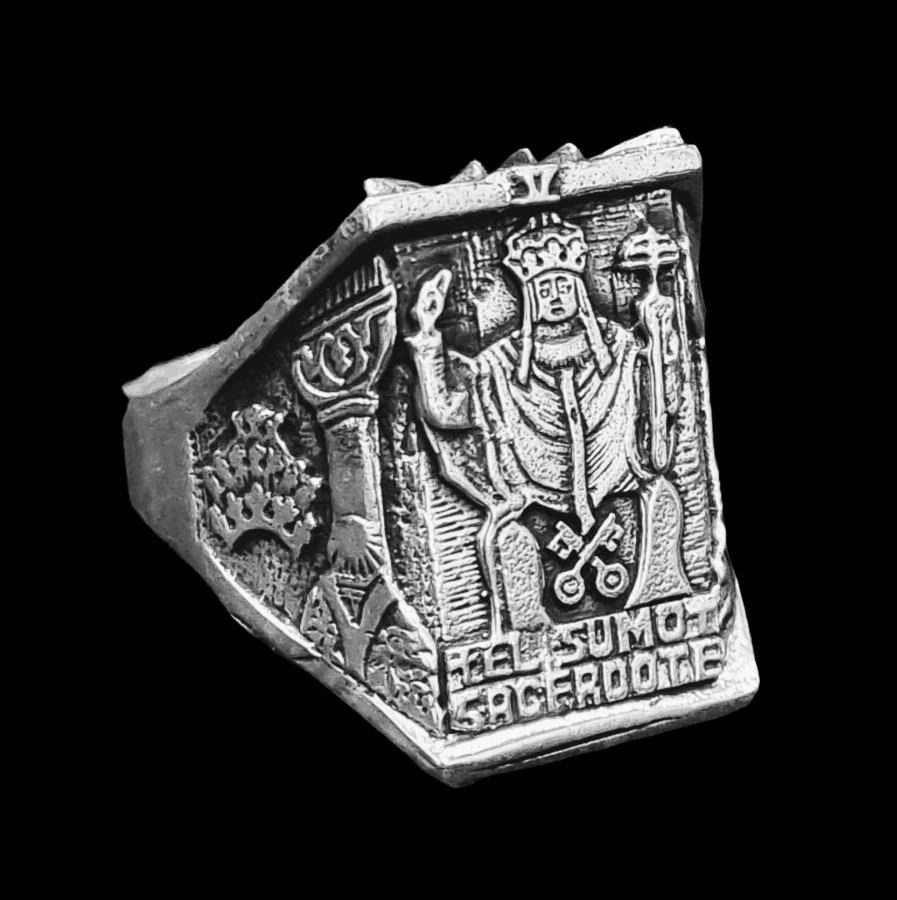 Anillo Carta 5 del Tarot Rider Sumo Sacerdote en Plata 13 Gr 2 X 1,5 Cm Art 1568 - Imagen 2