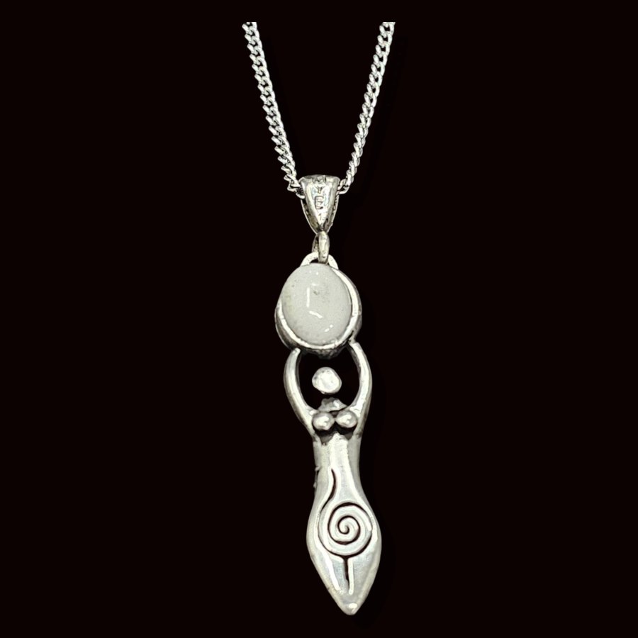 Dije Triple Diosa Wicca Piedra De Luna Plata 4 Cm Art 1037 - Imagen 2