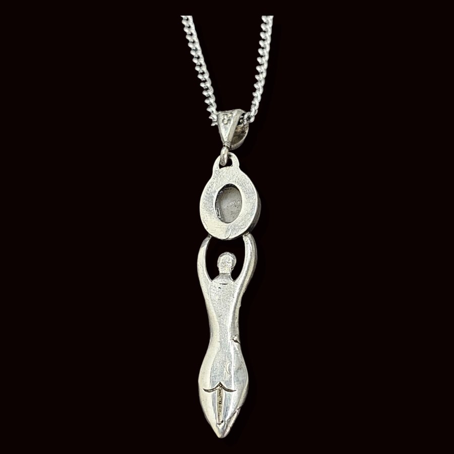 Dije Triple Diosa Wicca Piedra De Luna Plata 4 Cm Art 1037 - Imagen 5