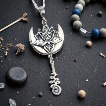 Dije Flor De Loto Con Unalome En Plata 3 Cm 17,3 Gr Art 1312