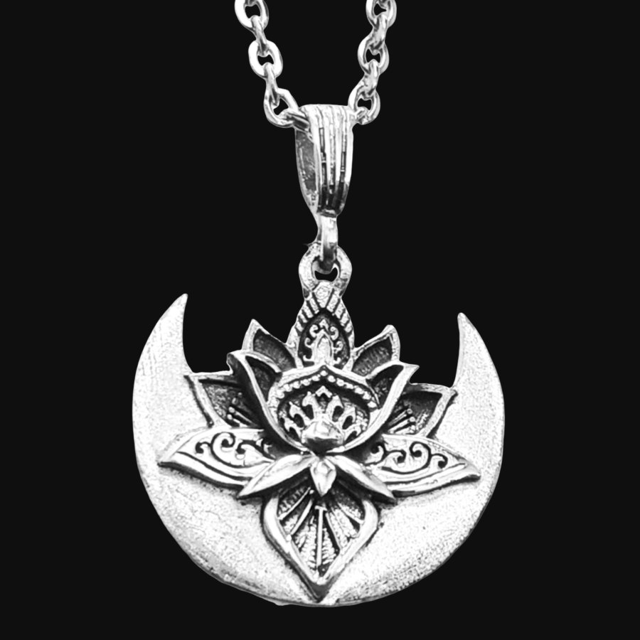 Dije Flor De Loto Y Luna Shiva En Plata 3 Cm 13 Gr Art 1375 - Imagen 7