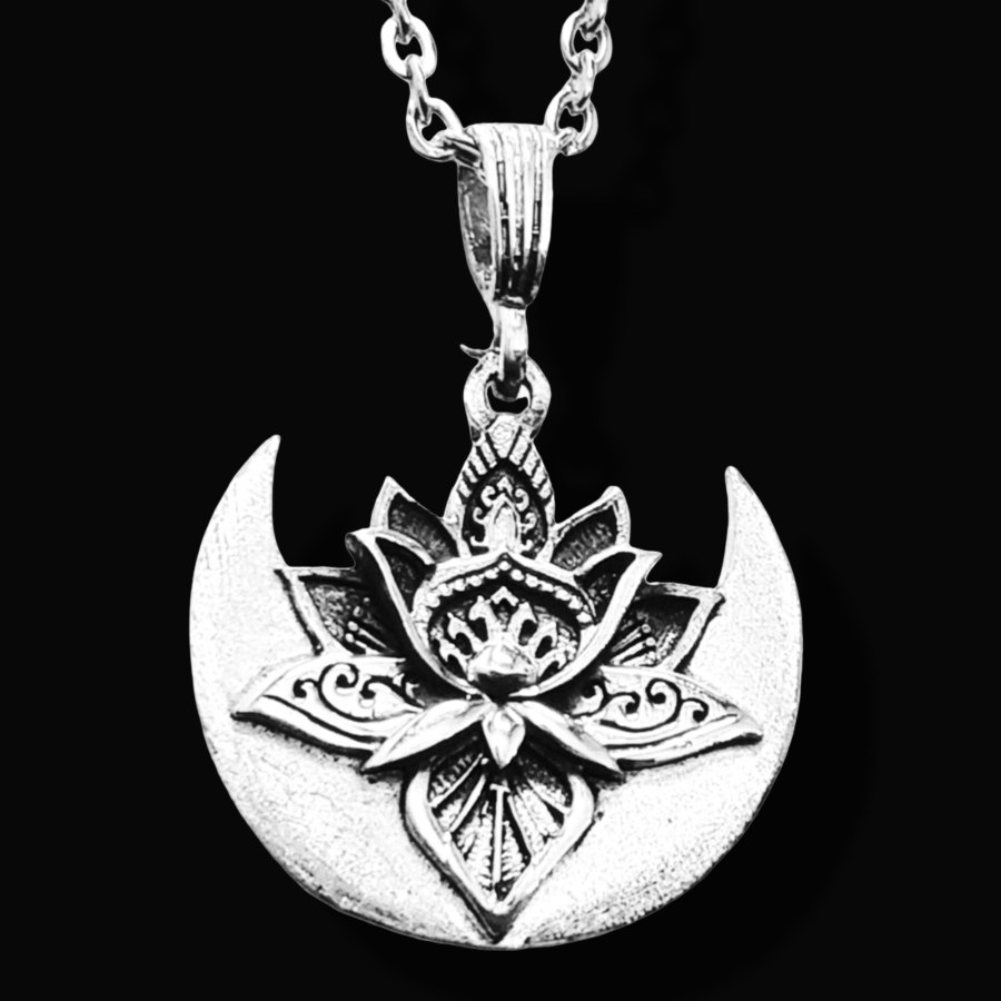 Dije Flor De Loto Y Luna Shiva En Plata 3 Cm 13 Gr Art 1375 - Imagen 8