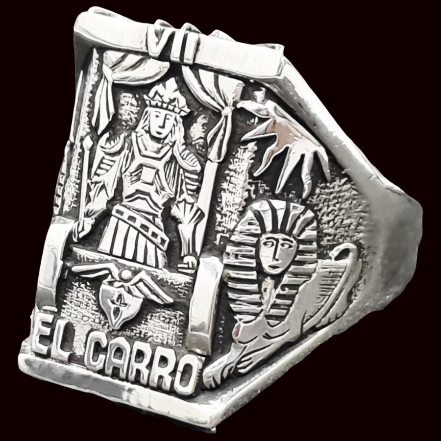 Anillo Carta 7 del Tarot Rider El Carro Plata 13 Gr 2 X 1,5 Cm 14 Gr Art 1381 - Imagen 2
