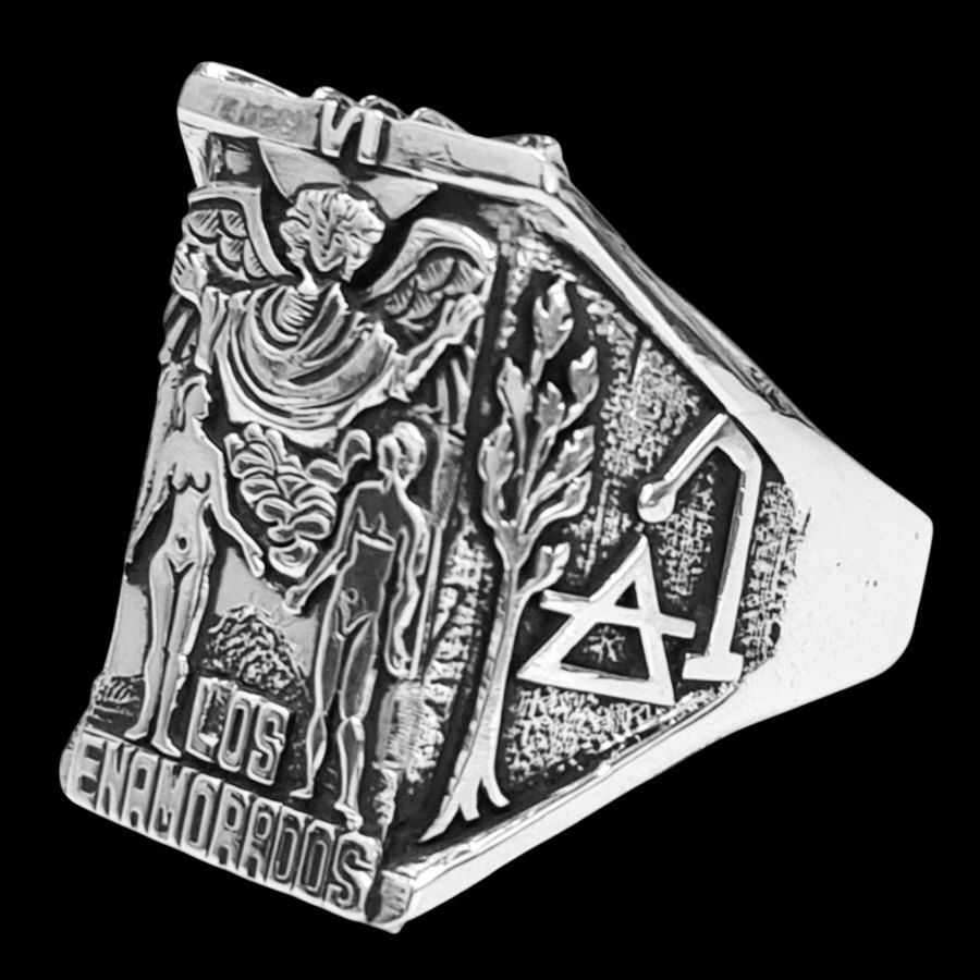 Anillo Carta 6 del Tarot Rider Los Enamorados Plata 13 Gr 2 X 1,5 Cm Art 1383 - Imagen 3