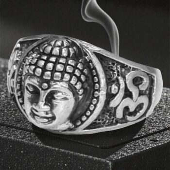 Anillo Buda Simbolo Om En Plata 1 Cm 9 Gr Budismo Art 1396