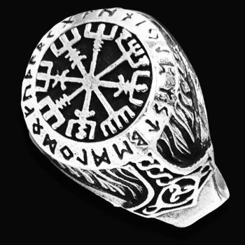 Anillo Vikingo Vegvisir En Plata 1,4 Cm 7 Gr Art 1397