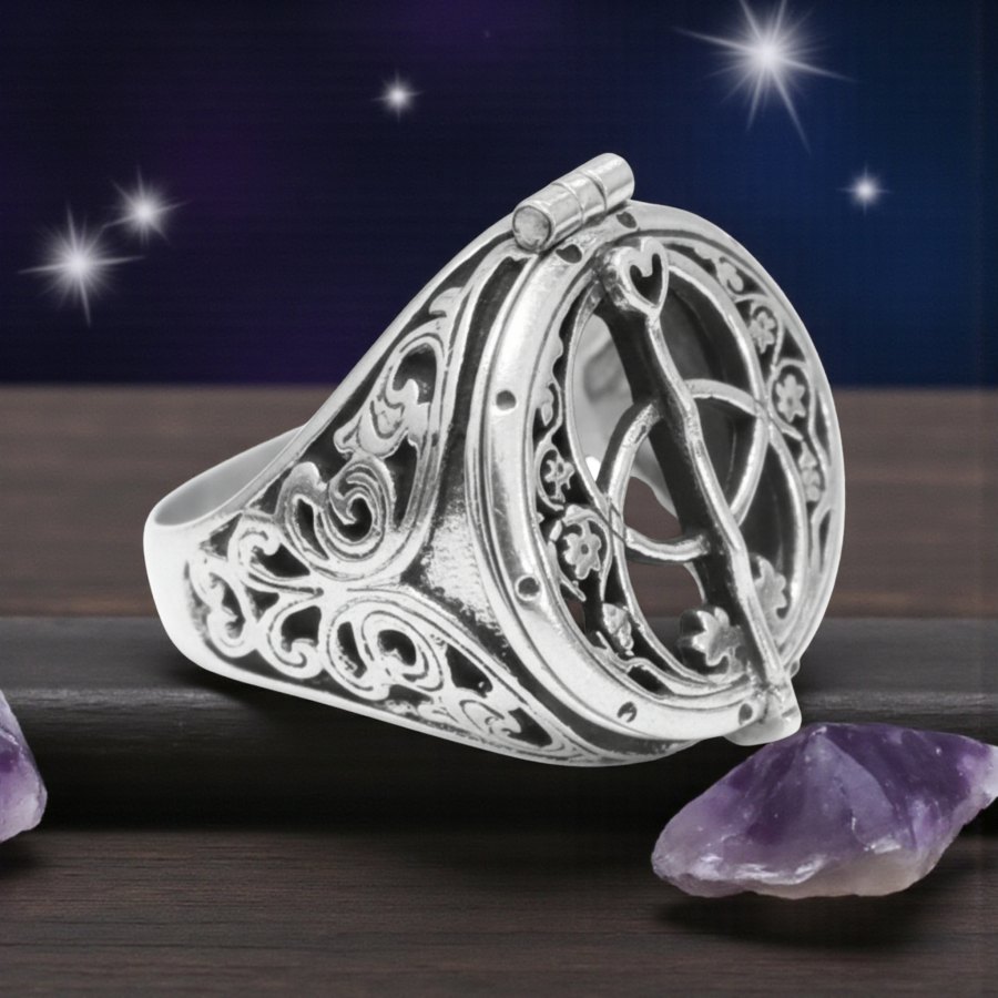 Anillo Wicca Vesica Piscis En Plata 1,8 Cm 16 Gr Art 1398