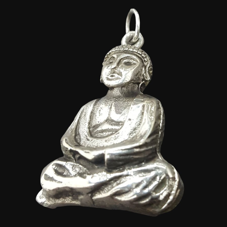 Dije Buda En Plata 3,5 X 2,5 Cm 10 Gr Budismo Art 260 - Imagen 2