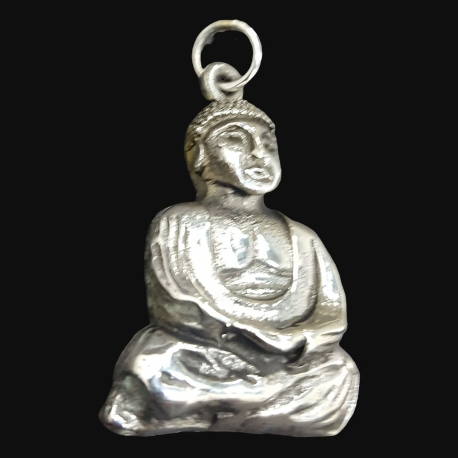 Dije Buda En Plata 3,5 X 2,5 Cm 10 Gr Budismo Art 260 - Imagen 3