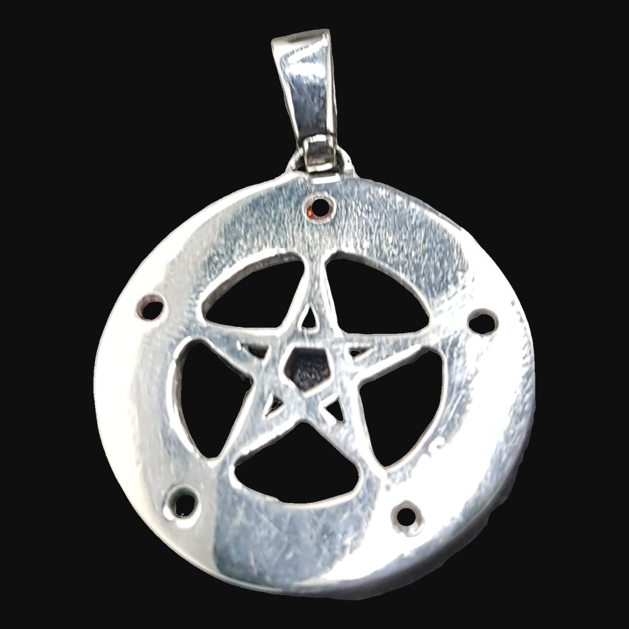 Dije Wicca Pentaculo Piedras 4 X 3 Cm Plata 7,5 Gr Art 731 - Imagen 4