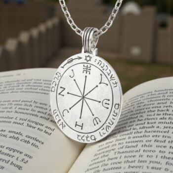 Dije Wicca Sexto Pentaculo consagrado a Marte en Plata 3 Cm 12 Gr 44 Sellos de Salomón Art 796