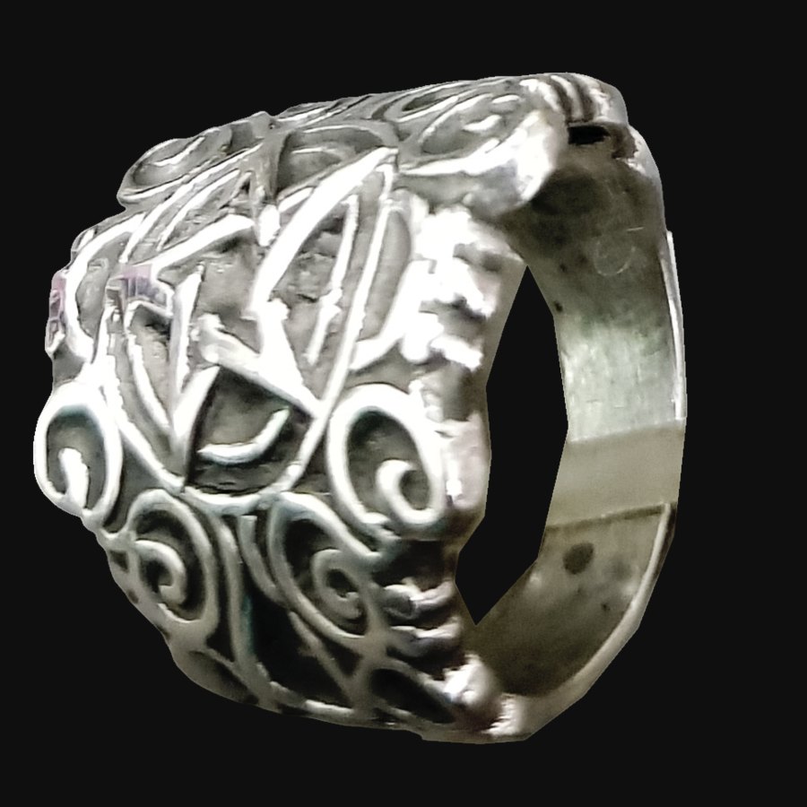 Anillo Pentaculo Gotico En Plata 2 X 2 Cm 9 Gr Art 882 - Imagen 5