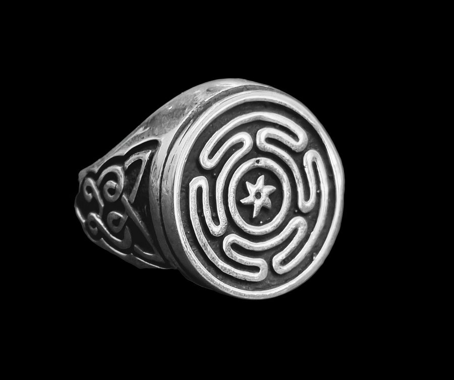 Anillo Sello Diosa Hecate Wicca Plata 1,8 Cm 12 Gr Art 895 - Imagen 7