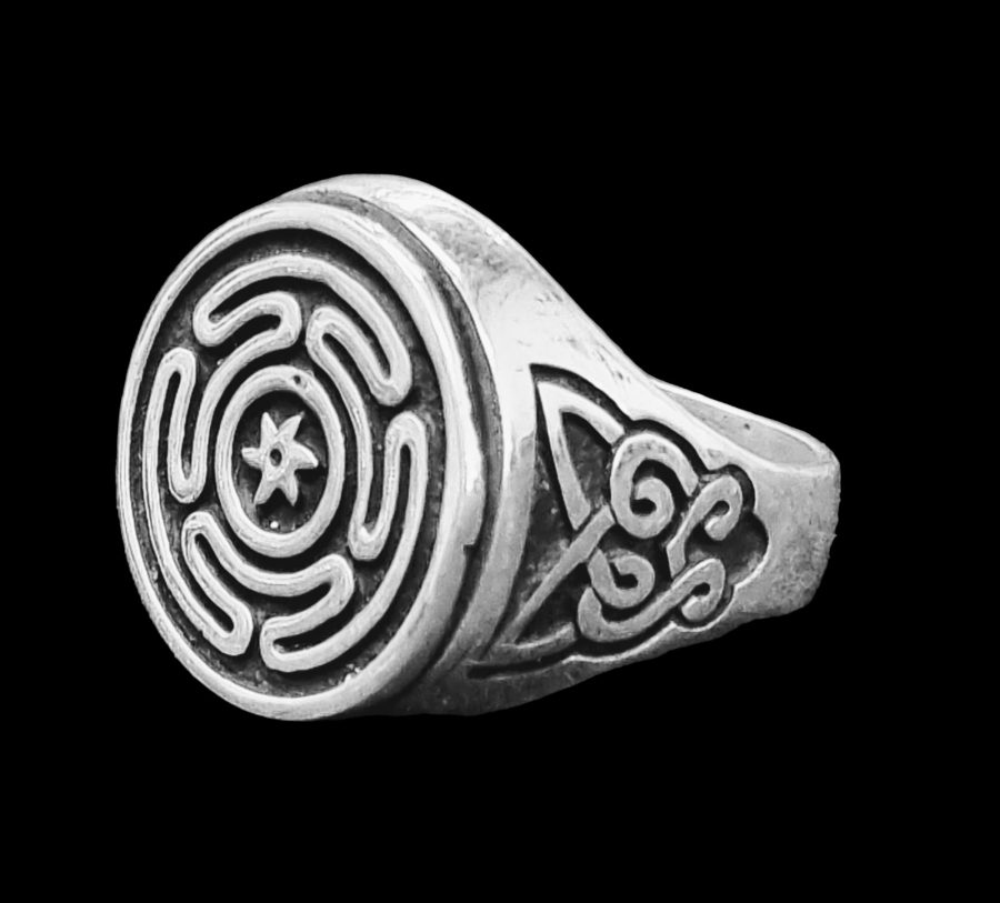 Anillo Sello Diosa Hecate Wicca Plata 1,8 Cm 12 Gr Art 895 - Imagen 3