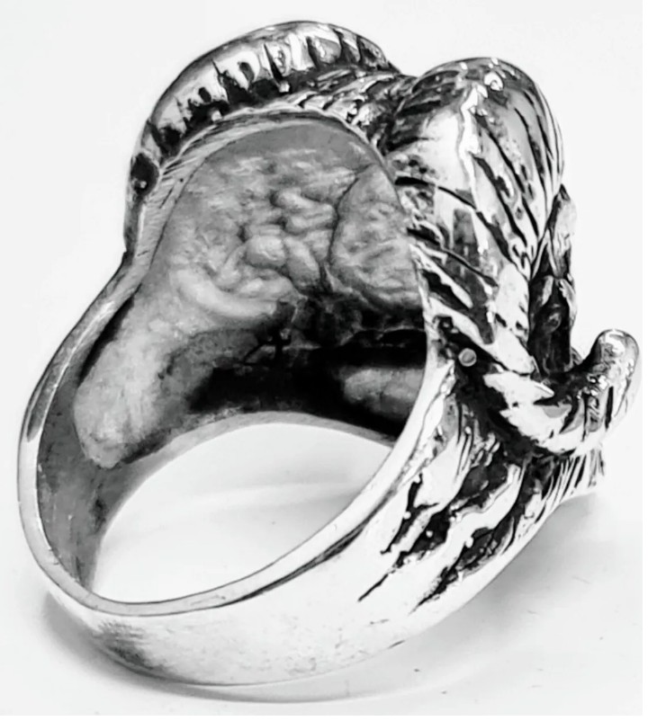 Anillo Calavera Carnero Barba Plata 2 X 2 Cm 18 Gr Art 1395 - Imagen 3