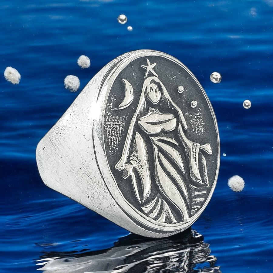 Anillo Yemanja Sta Reina De Los Mares Plata 12 Gr Art 1283
