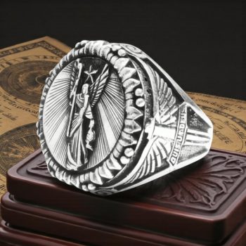 Anillo Sello Rafael Con Espada Plata 1,9 Cm 15 Gr Art 1429