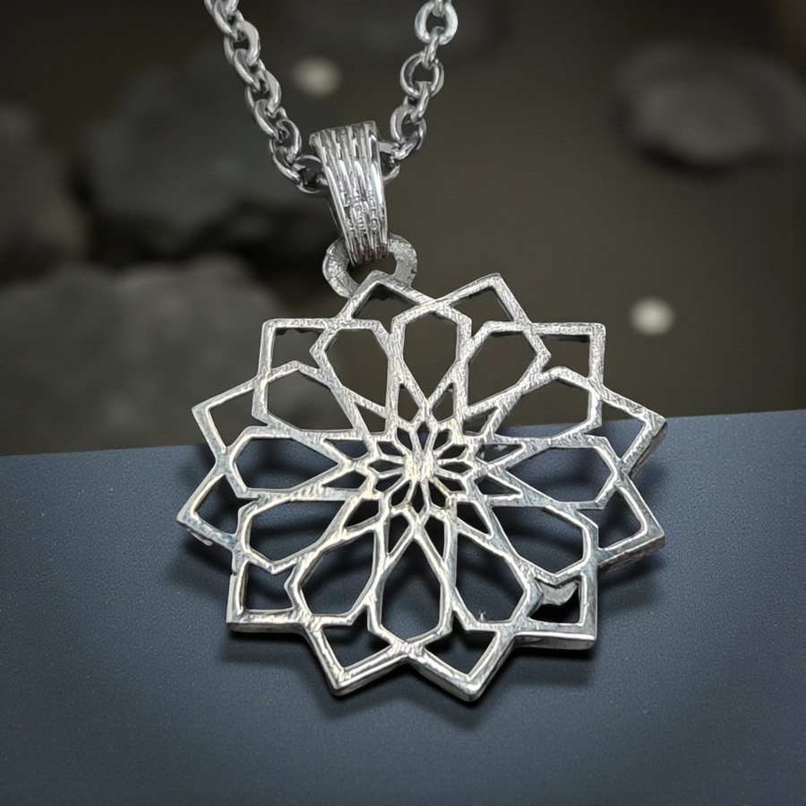 Medalla Geometria Sagrada Square Rose En Plata 6 Gr Art 1438