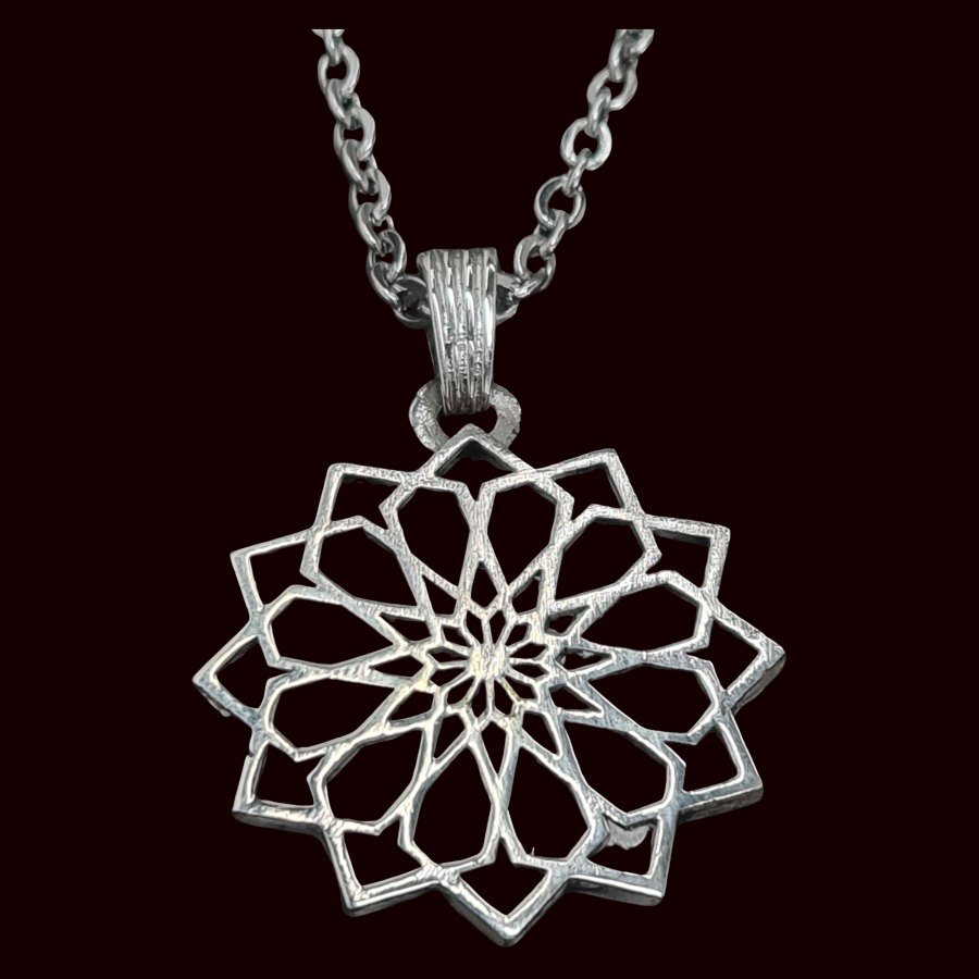 Medalla Geometria Sagrada Square Rose En Plata 6 Gr Art 1438 - Imagen 2