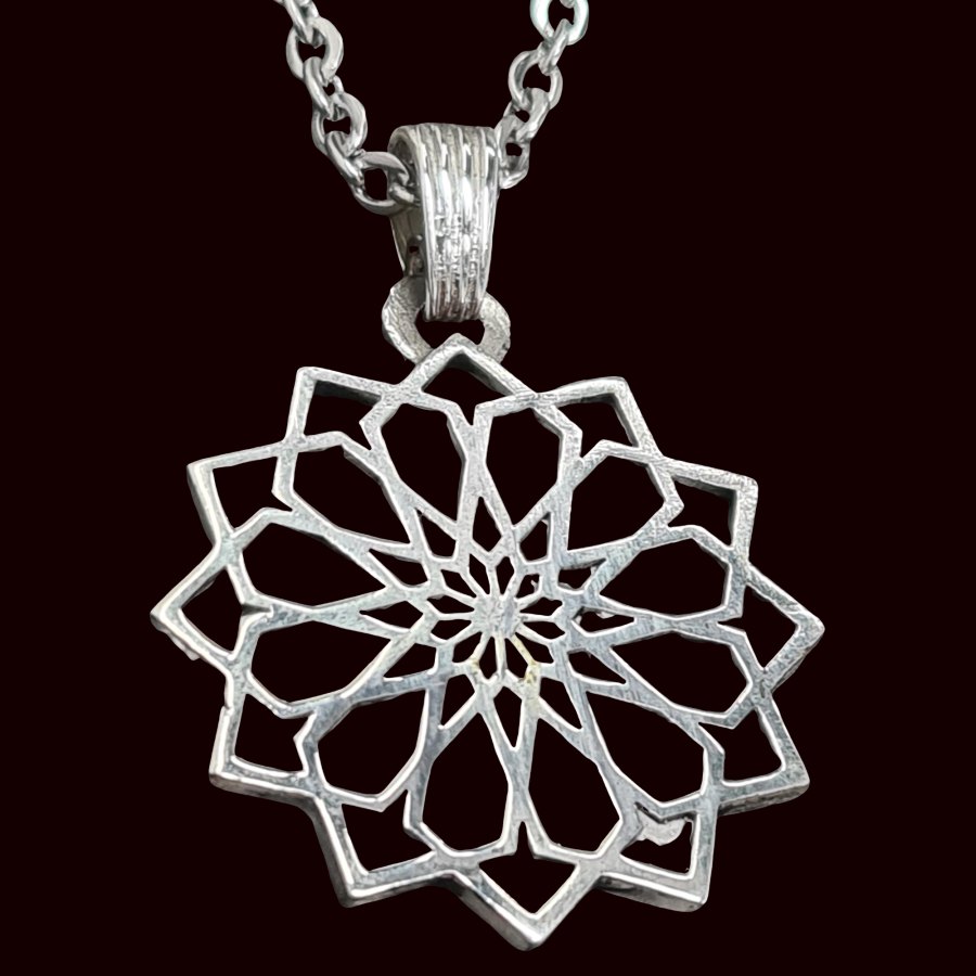 Medalla Geometria Sagrada Square Rose En Plata 6 Gr Art 1438 - Imagen 3