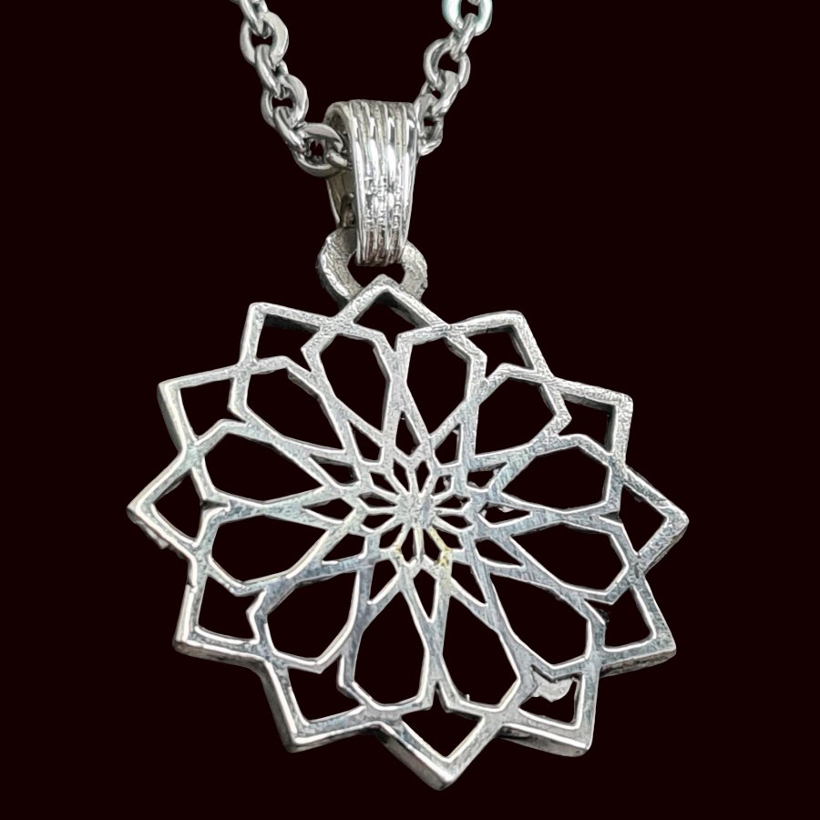 Medalla Geometria Sagrada Square Rose En Plata 6 Gr Art 1438 - Imagen 4