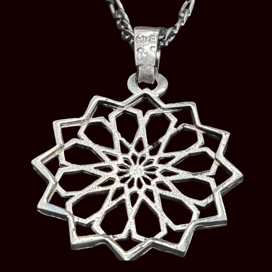 Medalla Geometria Sagrada Square Rose En Plata 6 Gr Art 1438 - Imagen 5