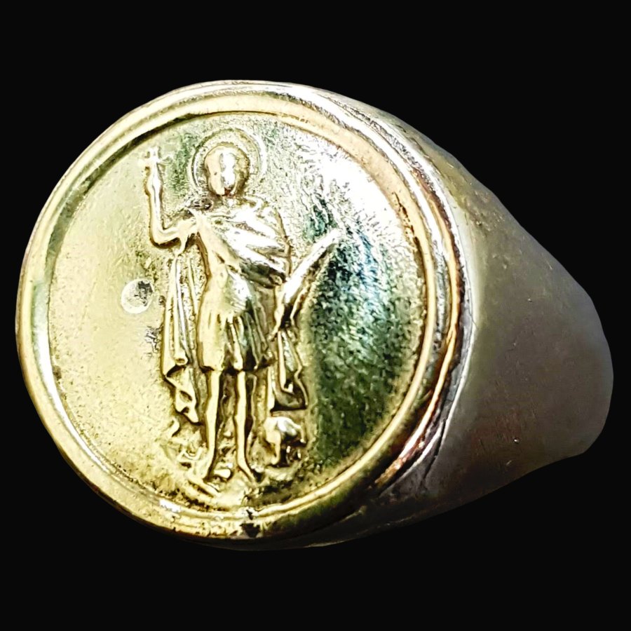 Anillo San Expedito Plata Y Oro Duble 1,6 Cm 8,5 Gr Art 1146